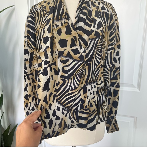 Vintage 1980’s Escada Silk Animal Print Blouse - Picture 4 of 12